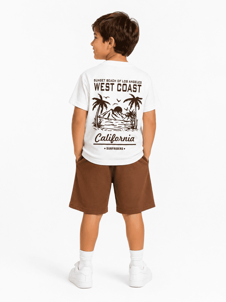Nirvana Boys' Cotton T-Shirt and Shorts Two-Piece Set - Brown, Size 7 2