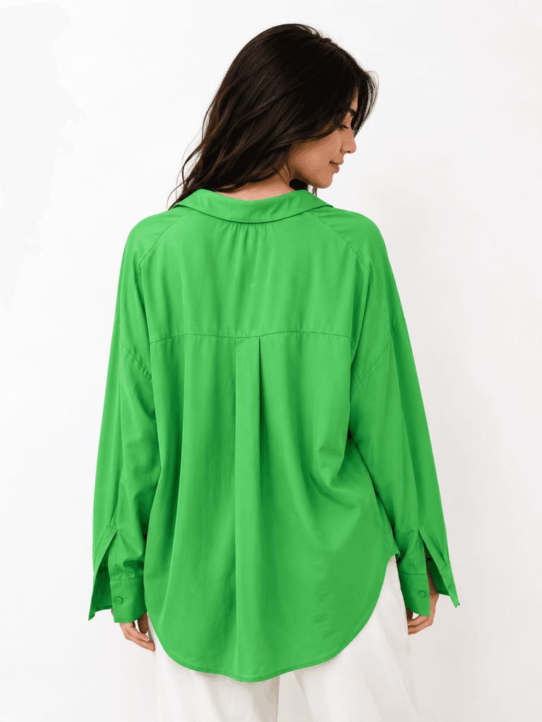 Reyon Women's Premium Oversized Pure Cotton Shirt - Green (S) 2