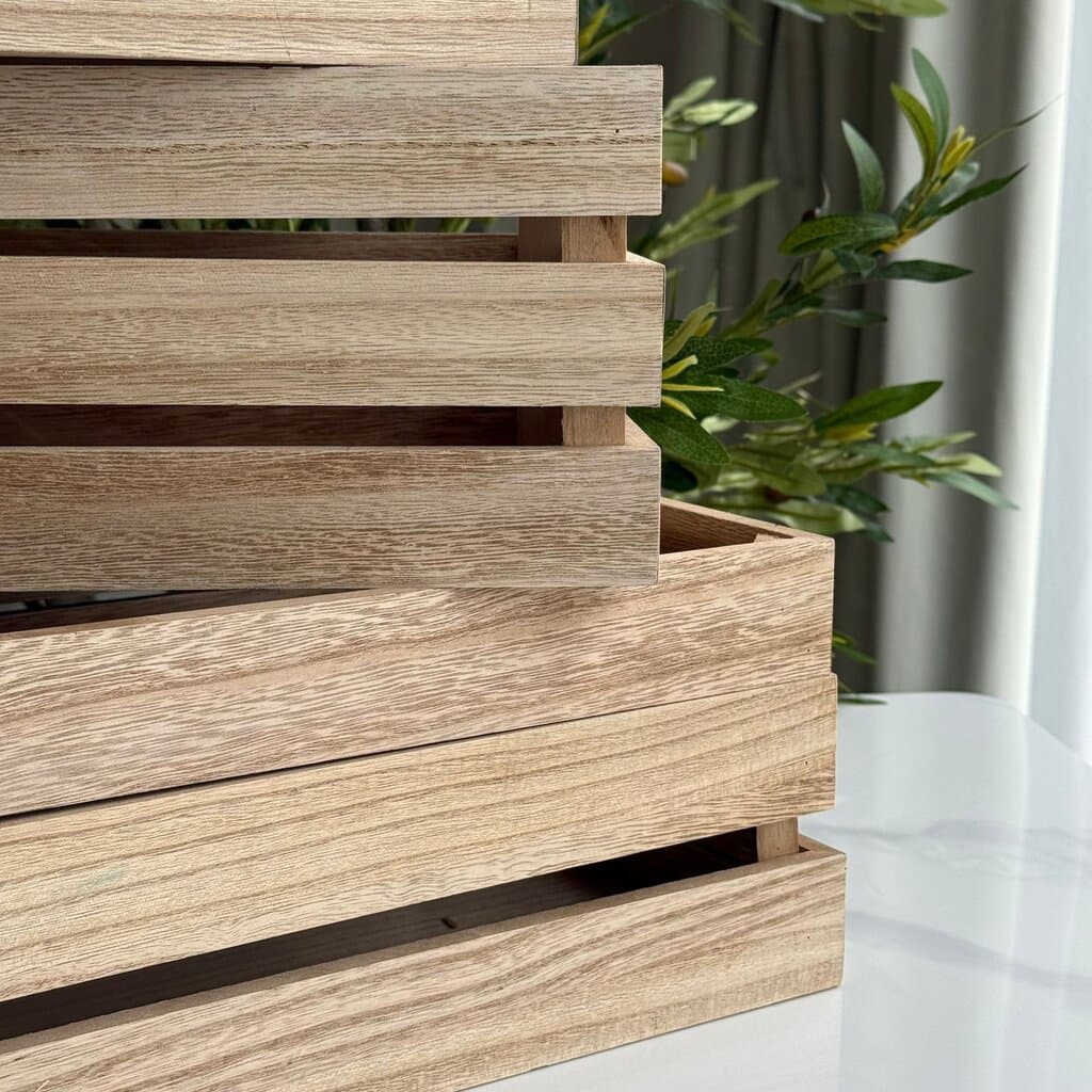 3-Sized Rustic Wooden Display Crate Set 2