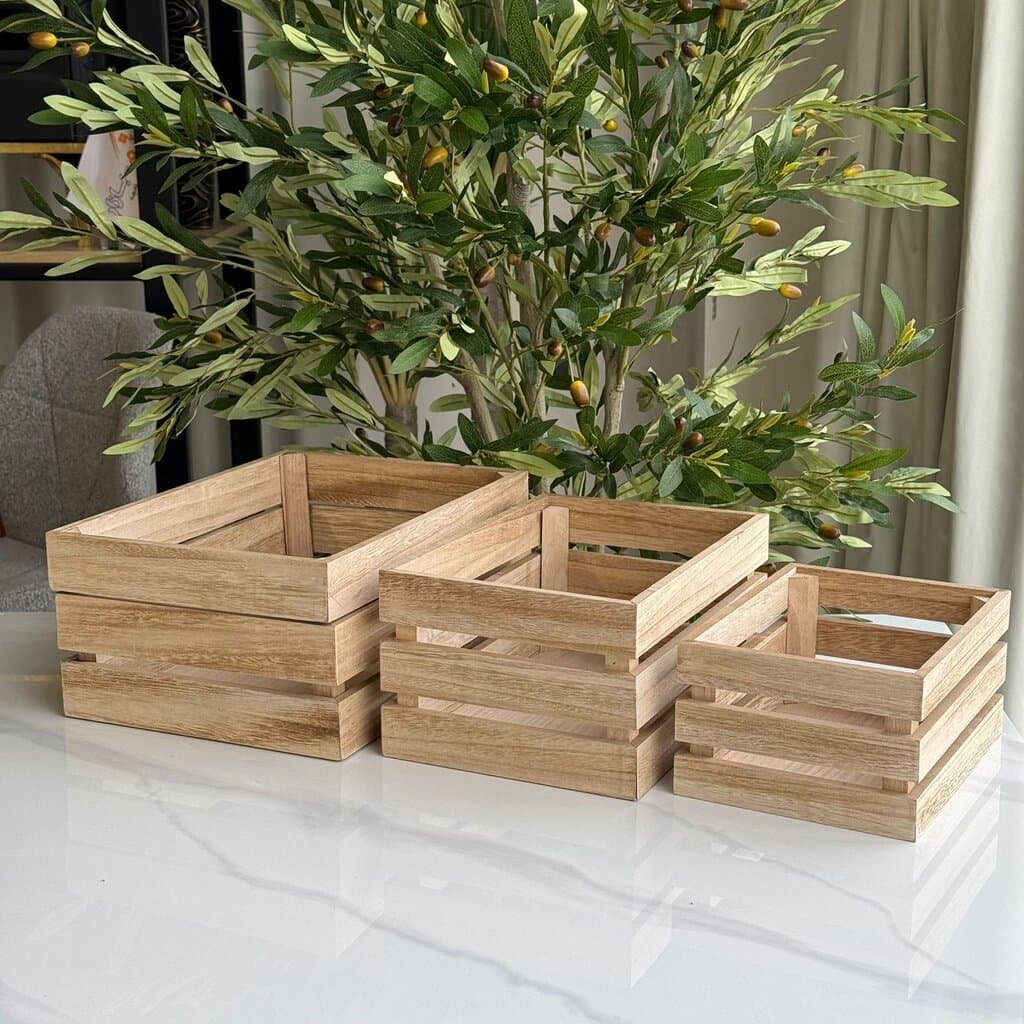 3-Sized Rustic Wooden Display Crate Set 3