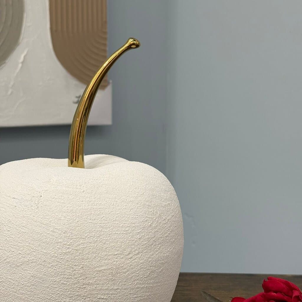Modern Apple-Shape Decorative Table Ornament with Gold Stem 3