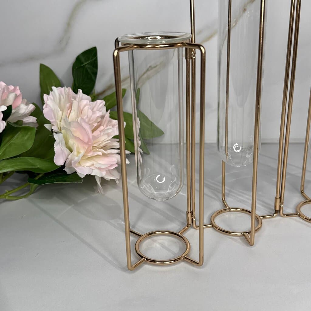 Hanging Glass Tube Vases with Metal Flower Holder 2