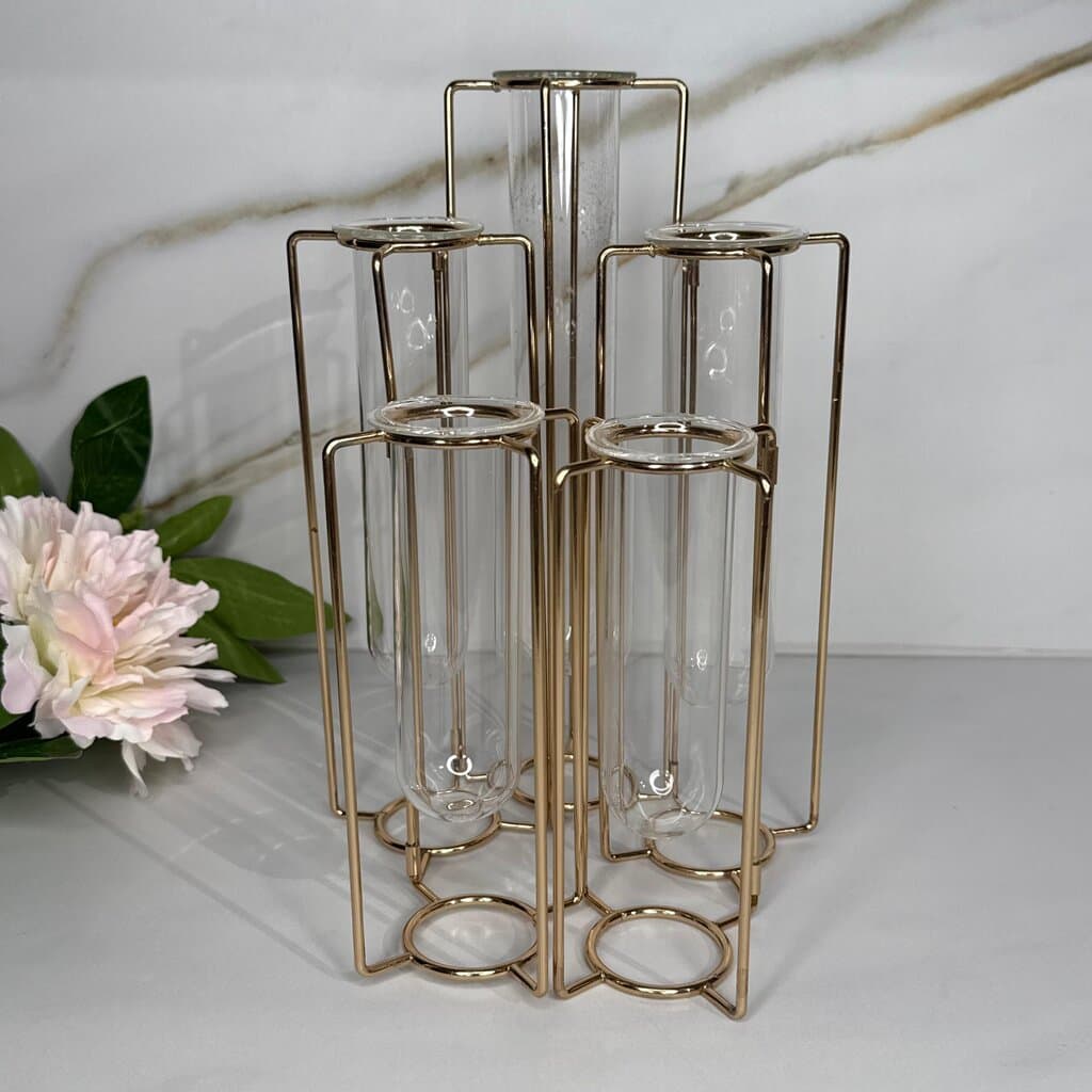 Hanging Glass Tube Vases with Metal Flower Holder 4