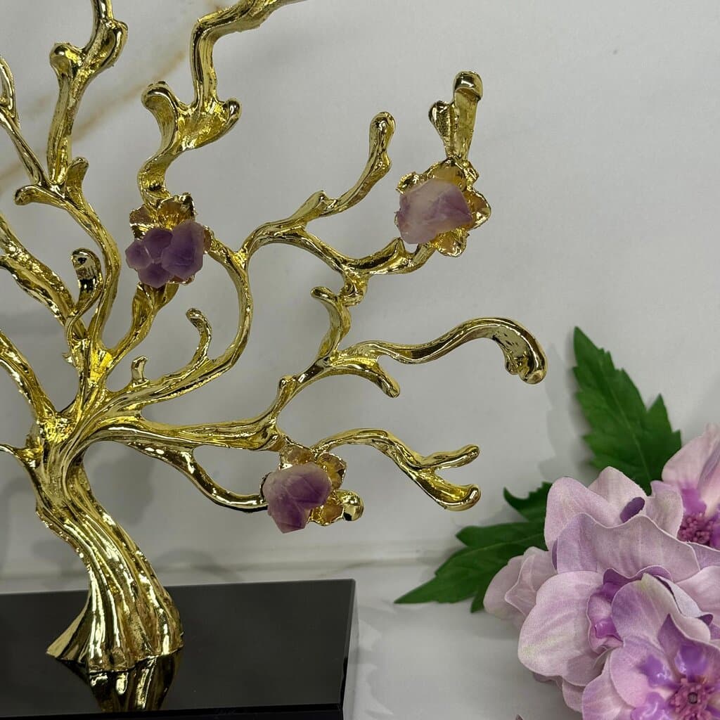 Luxury Gilded Tree With Stone Blossoms 2