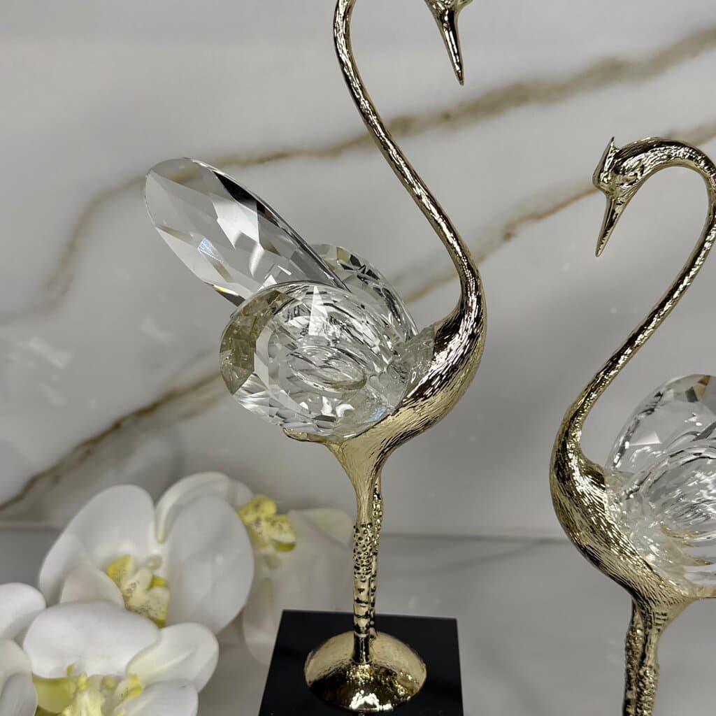 Crystal Winged Swan Figurine - Set Of 2 4