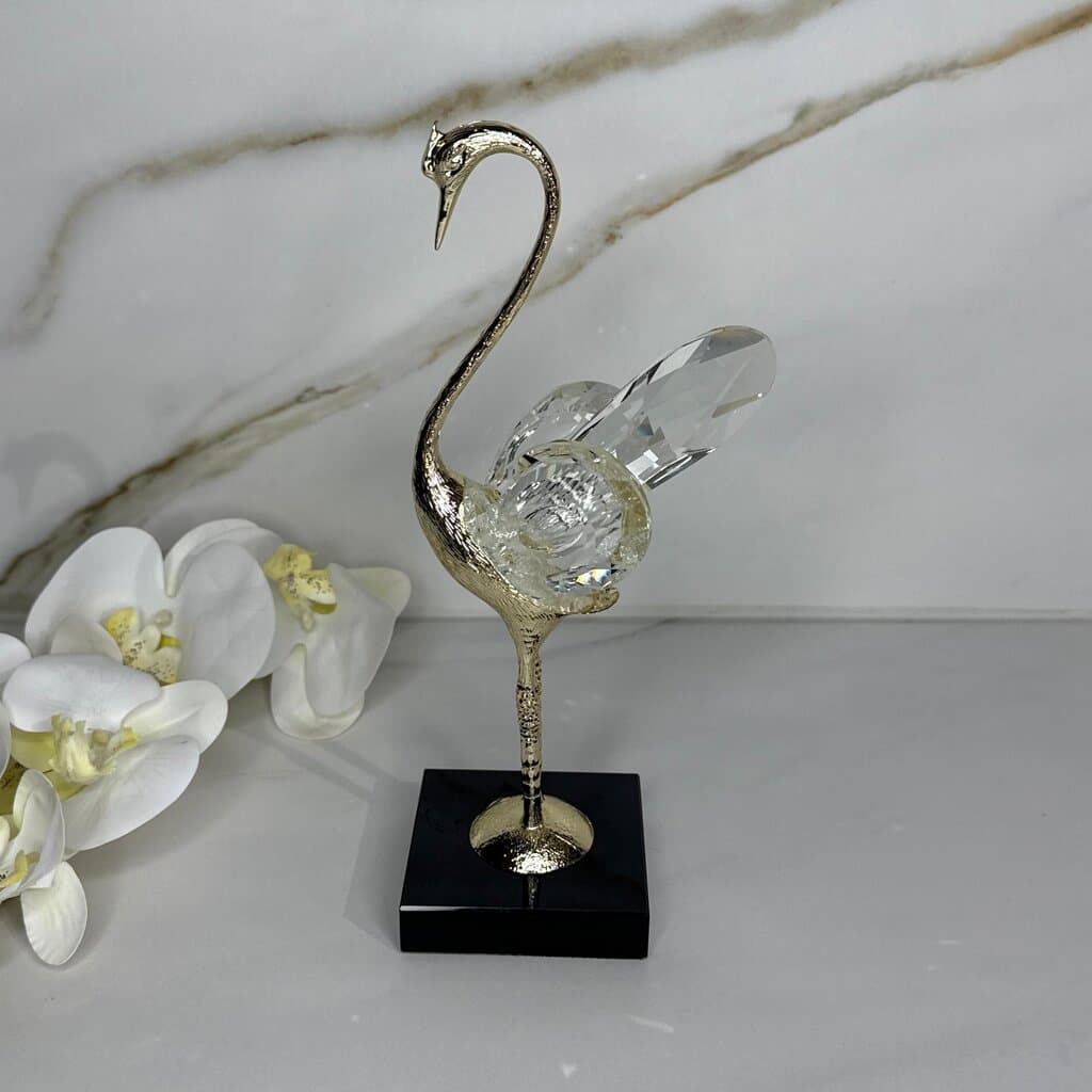 Crystal Winged Swan Figurine - Set Of 2 5