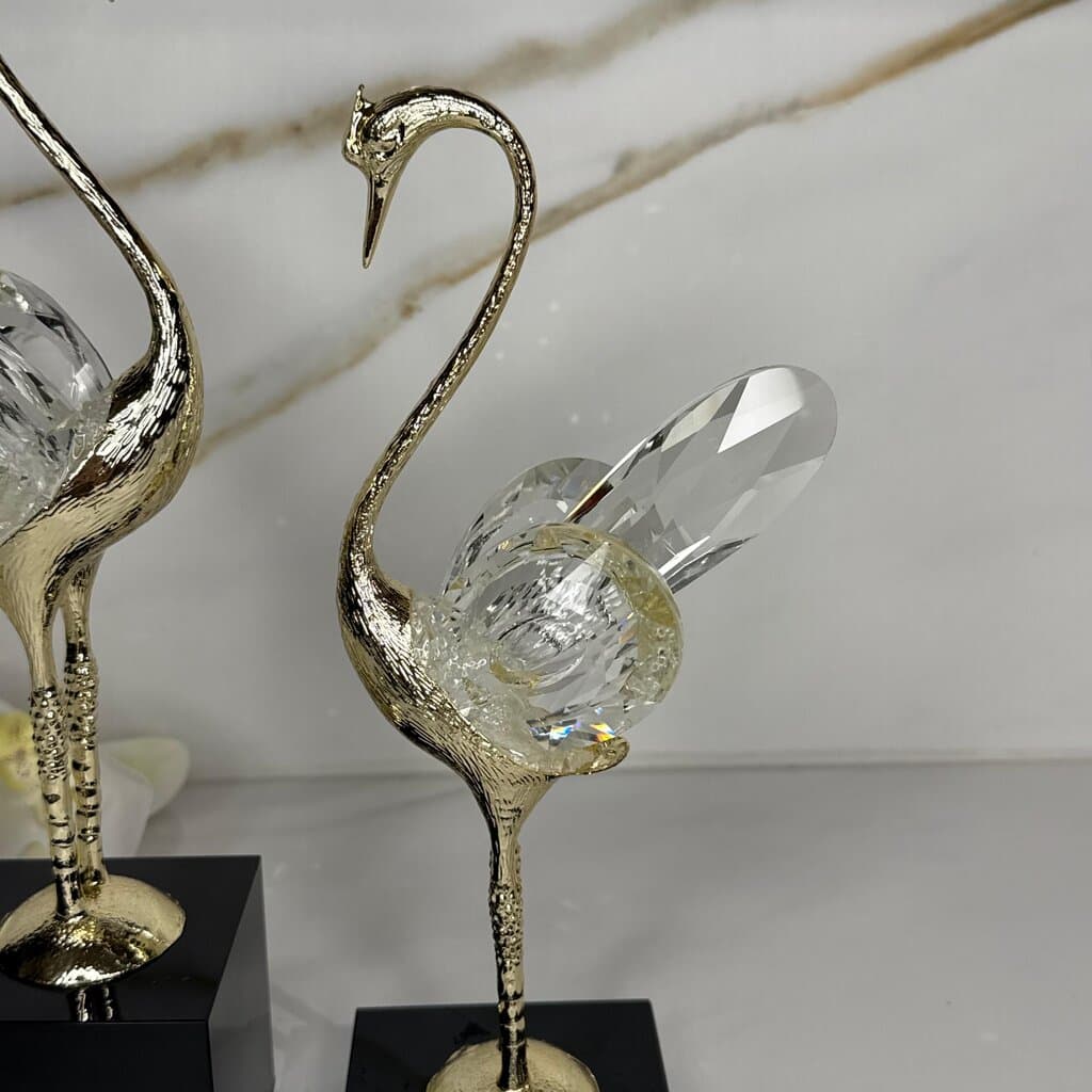 Crystal Winged Swan Figurine - Set Of 2 6