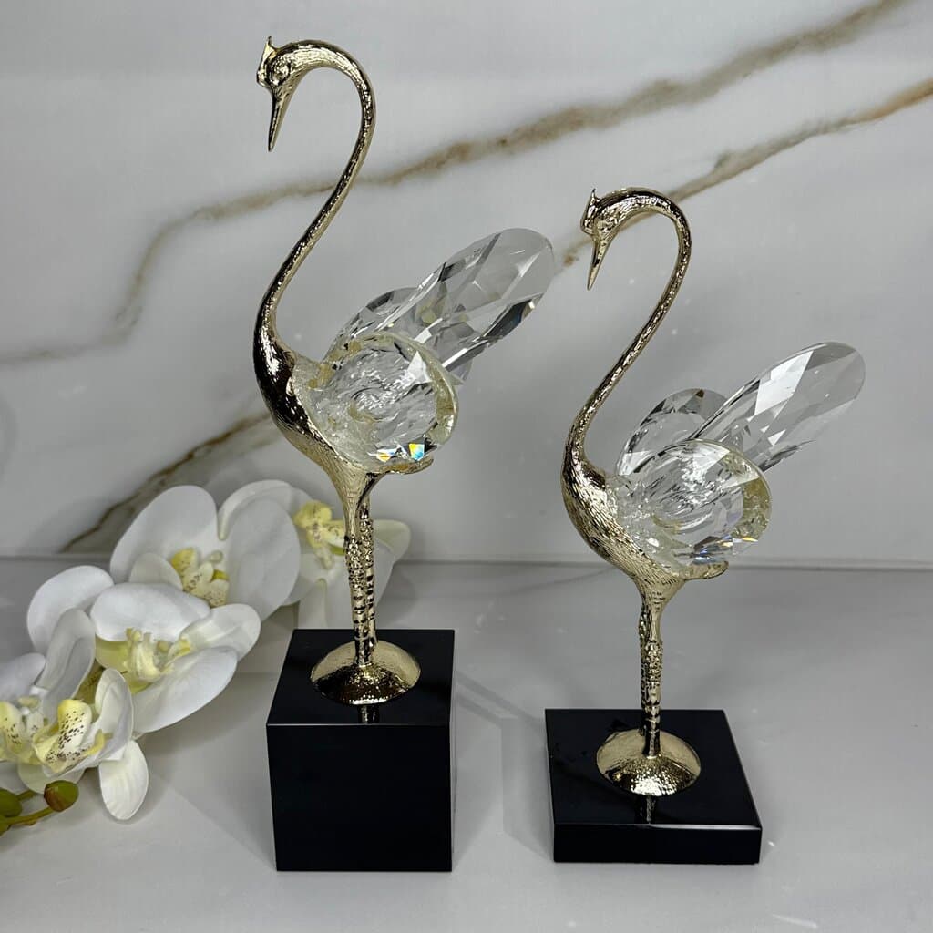 Crystal Winged Swan Figurine - Set Of 2 7