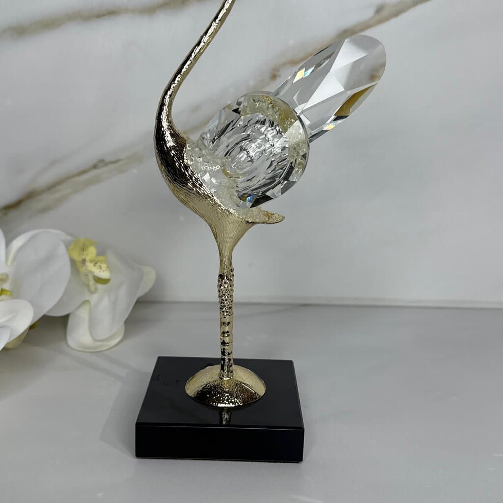 Crystal Winged Swan Figurine - Set Of 2 3