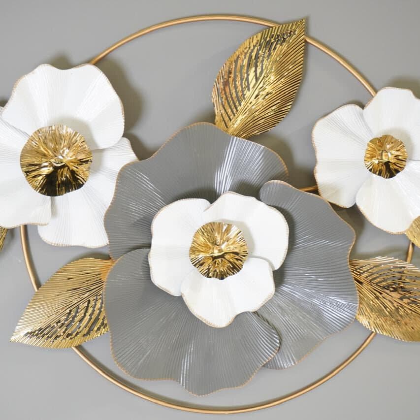 Elegant Metal Floral & Leaves Wall Decoration 3