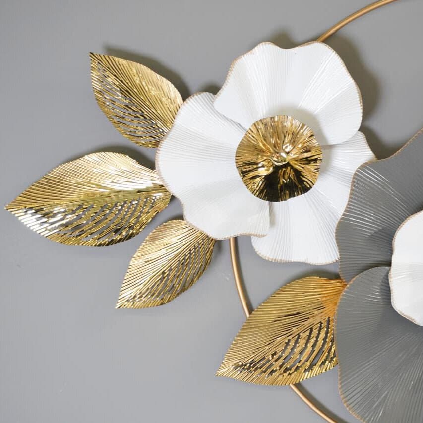 Elegant Metal Floral & Leaves Wall Decoration 4