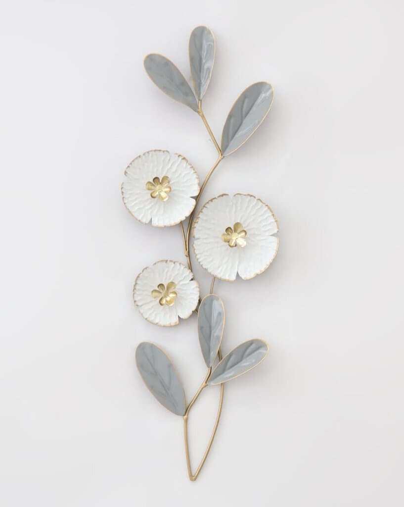 Luxury Metal White Floral Wall Decoration 1