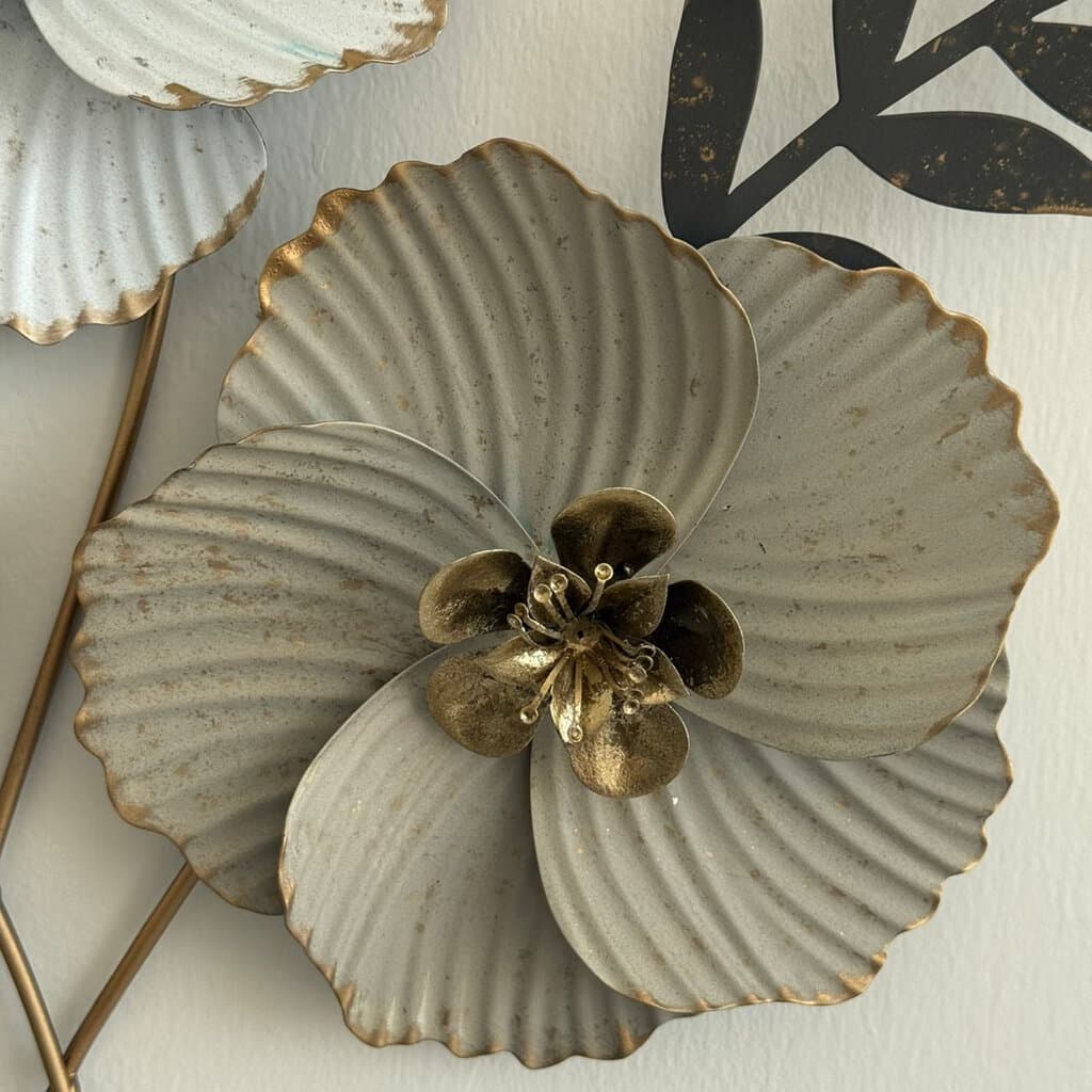 Metal Flower With Frame Wall Decor 6