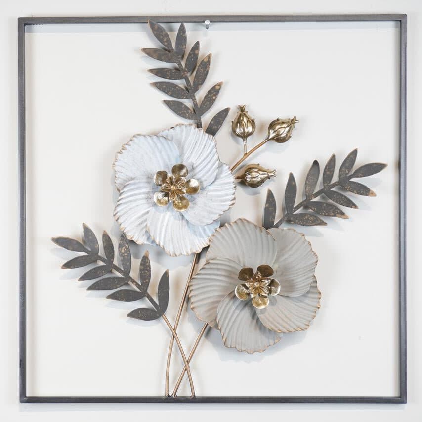 Metal Flower With Frame Wall Decor 3