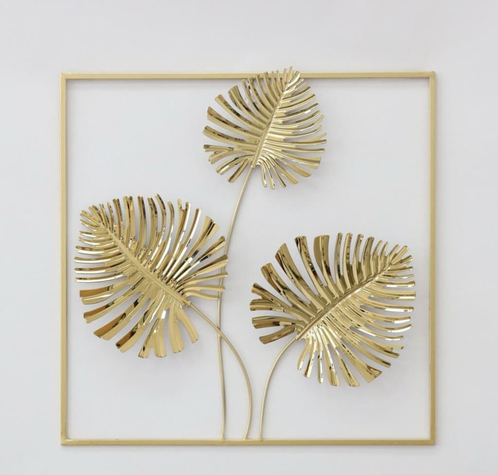 Golden Metal Leaves Wall Decoration 1