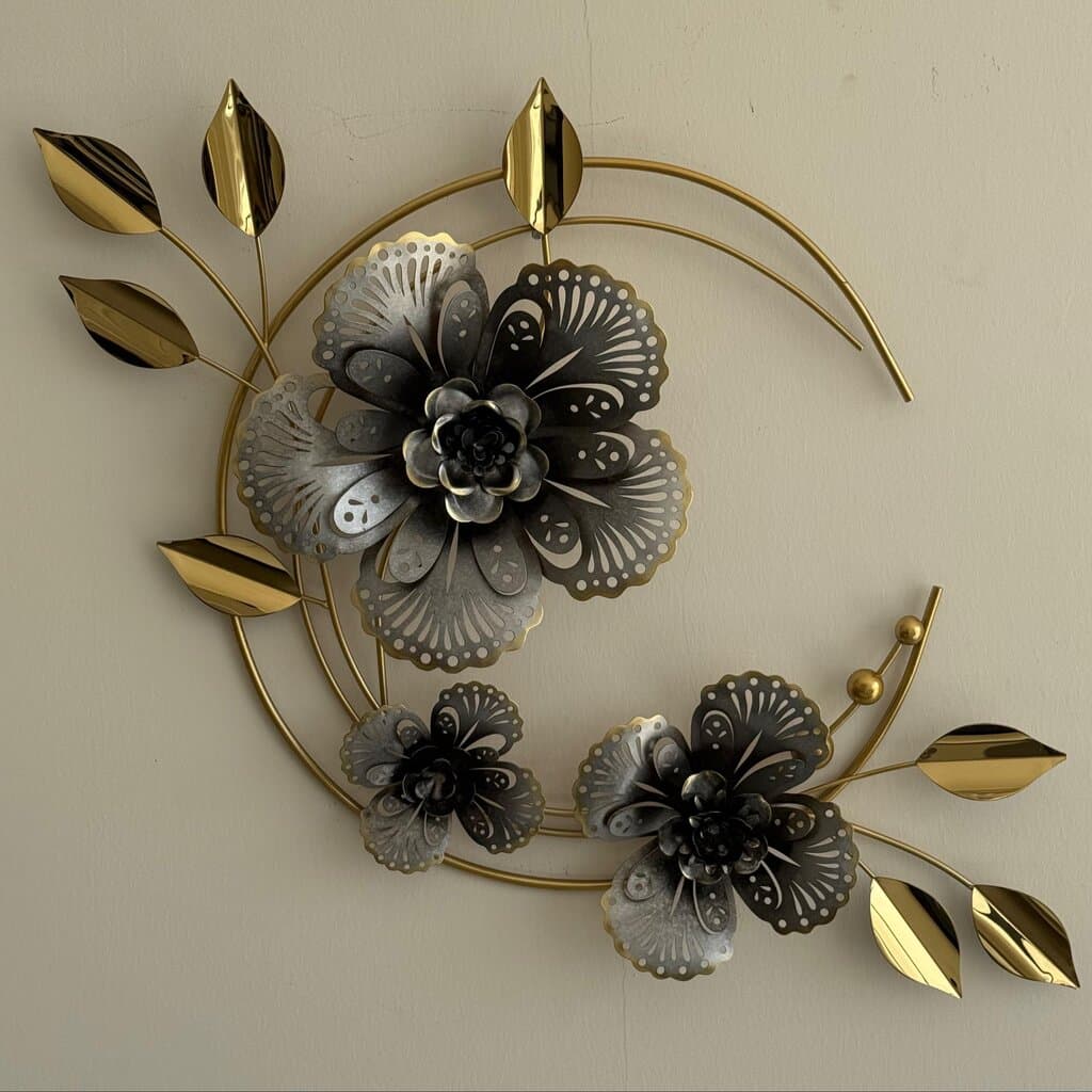 Floral Metal Round Wall Decoration 2