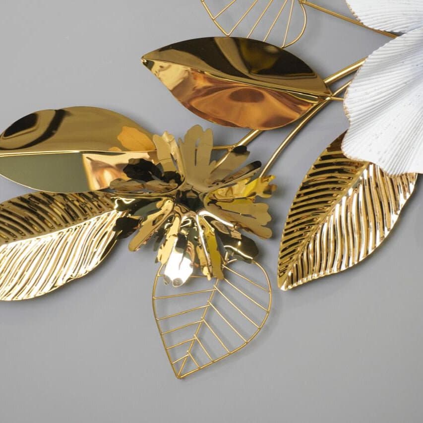 Golden & White Floral Metal Wall Decoration 4