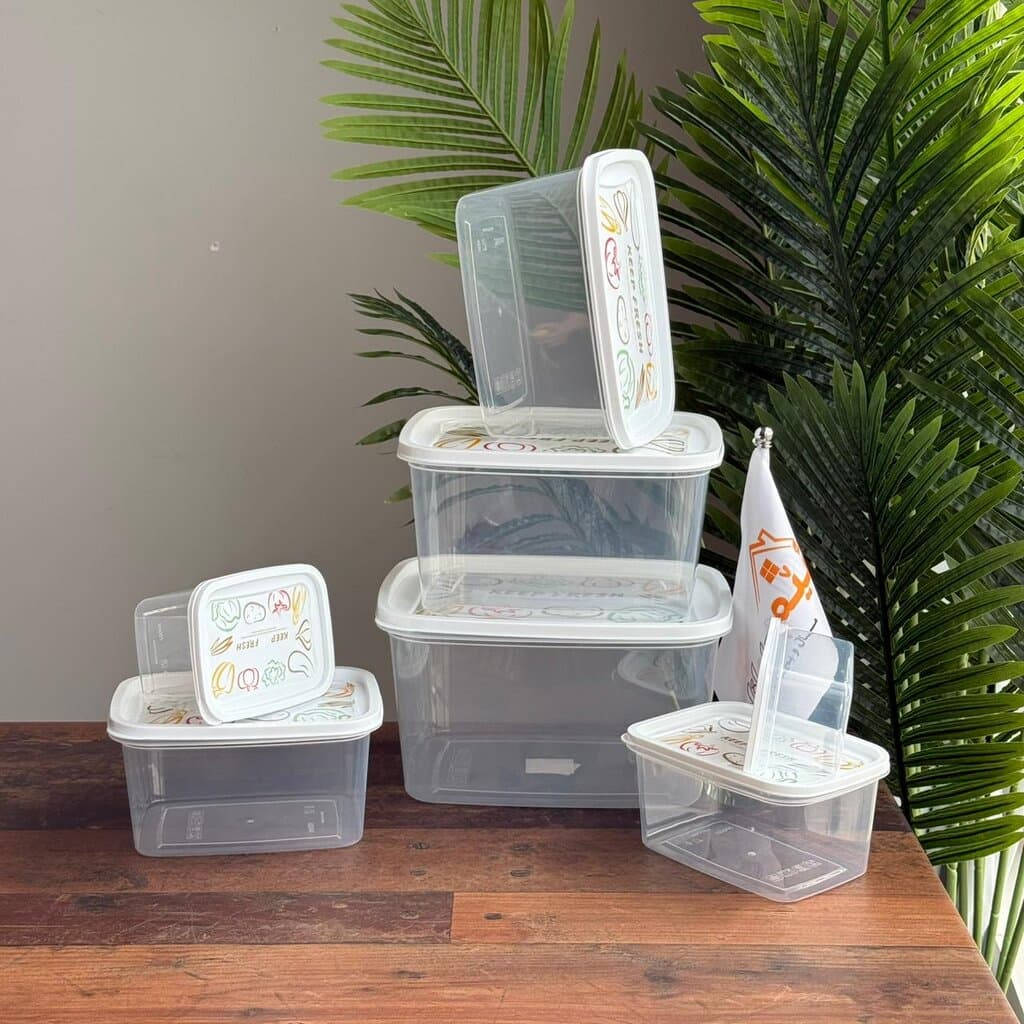 7-Piece Multi-Size Rectangular Transparent Food Storage Container Set with Lids 1