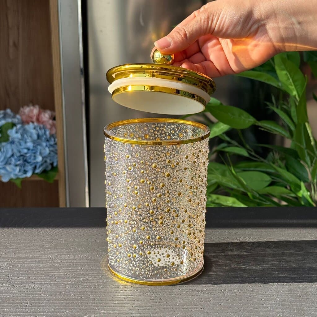 Luxury Decorative Storage Jar with Gold Lid 2