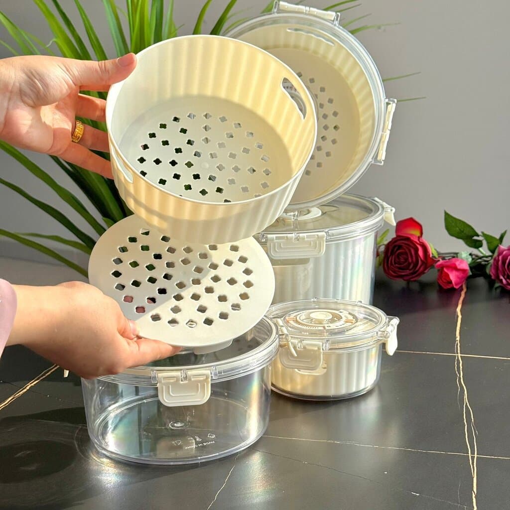 Airtight Round Food Storage Container With Date Dial - Set Of 4 3