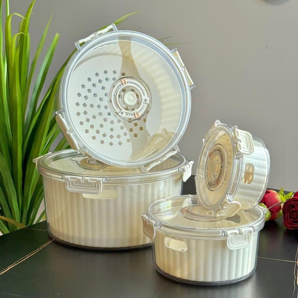 Airtight Round Food Storage Container With Date Dial - Set Of 4 4
