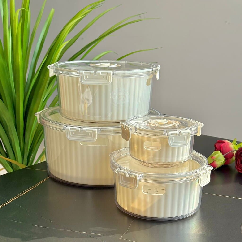 Airtight Round Food Storage Container With Date Dial - Set Of 4 5