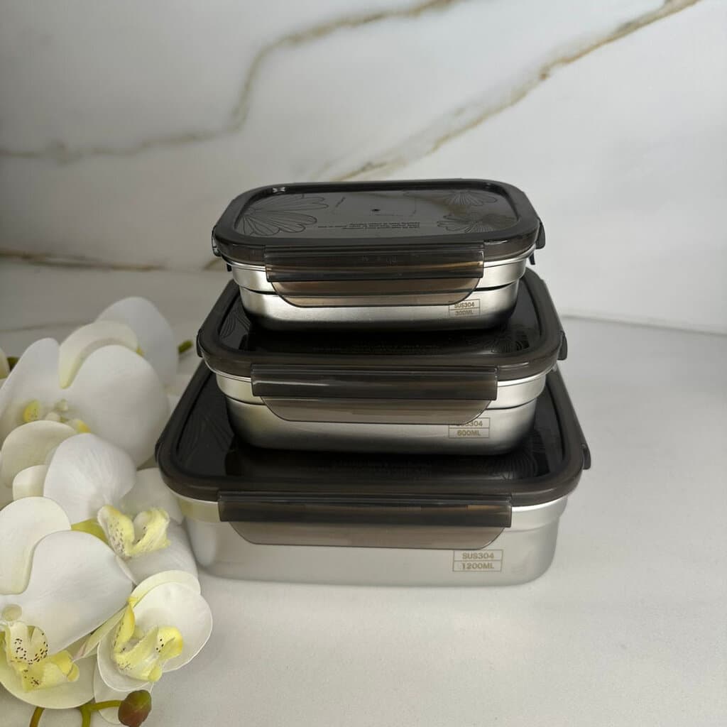 Set Of Stackable Steel Food Storage Containers With Lids 6