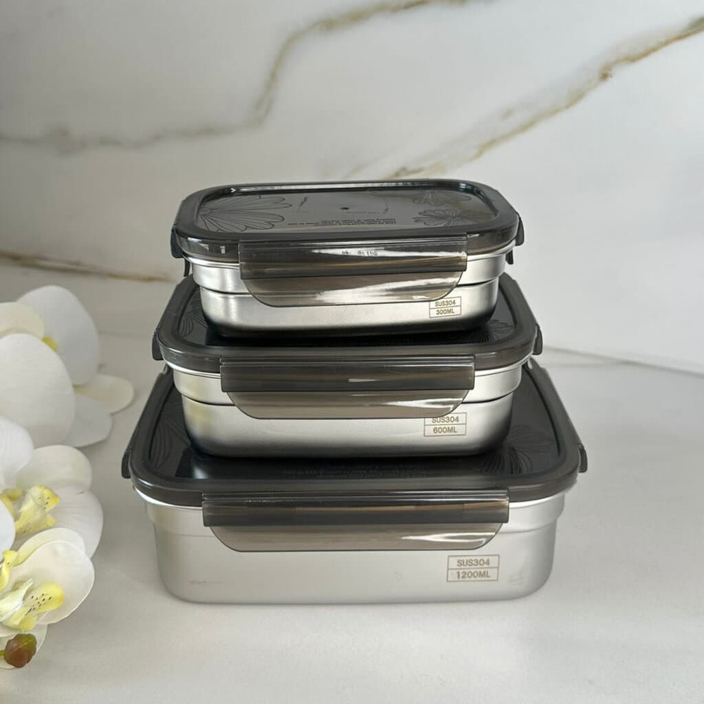 Set Of Stackable Steel Food Storage Containers With Lids 1