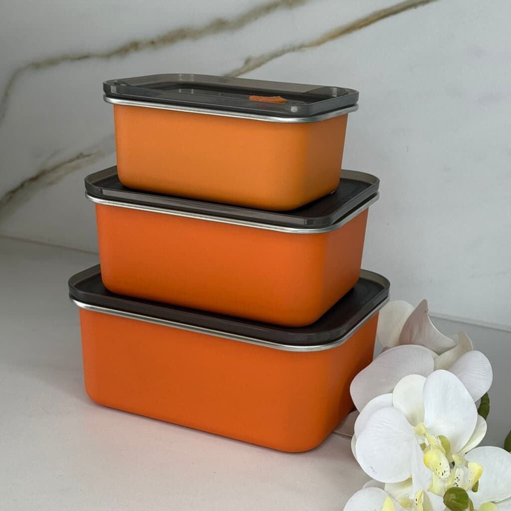3 Sized - Stackable Steel Food Storage Containers Set With Lids 1