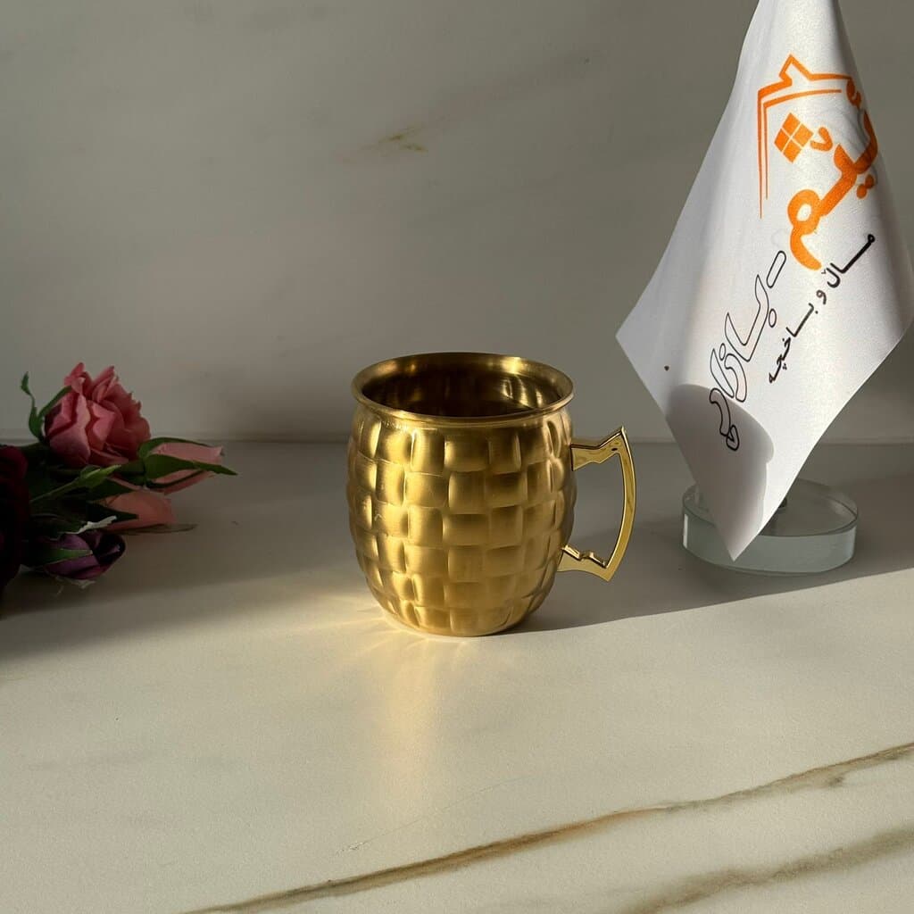 Embossed Stainless Steel Mugs with Gold Handle 1
