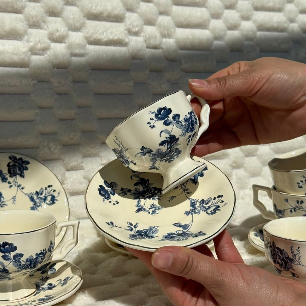 Luxury Classic Floral Coffee Cups & Saucers Set 5