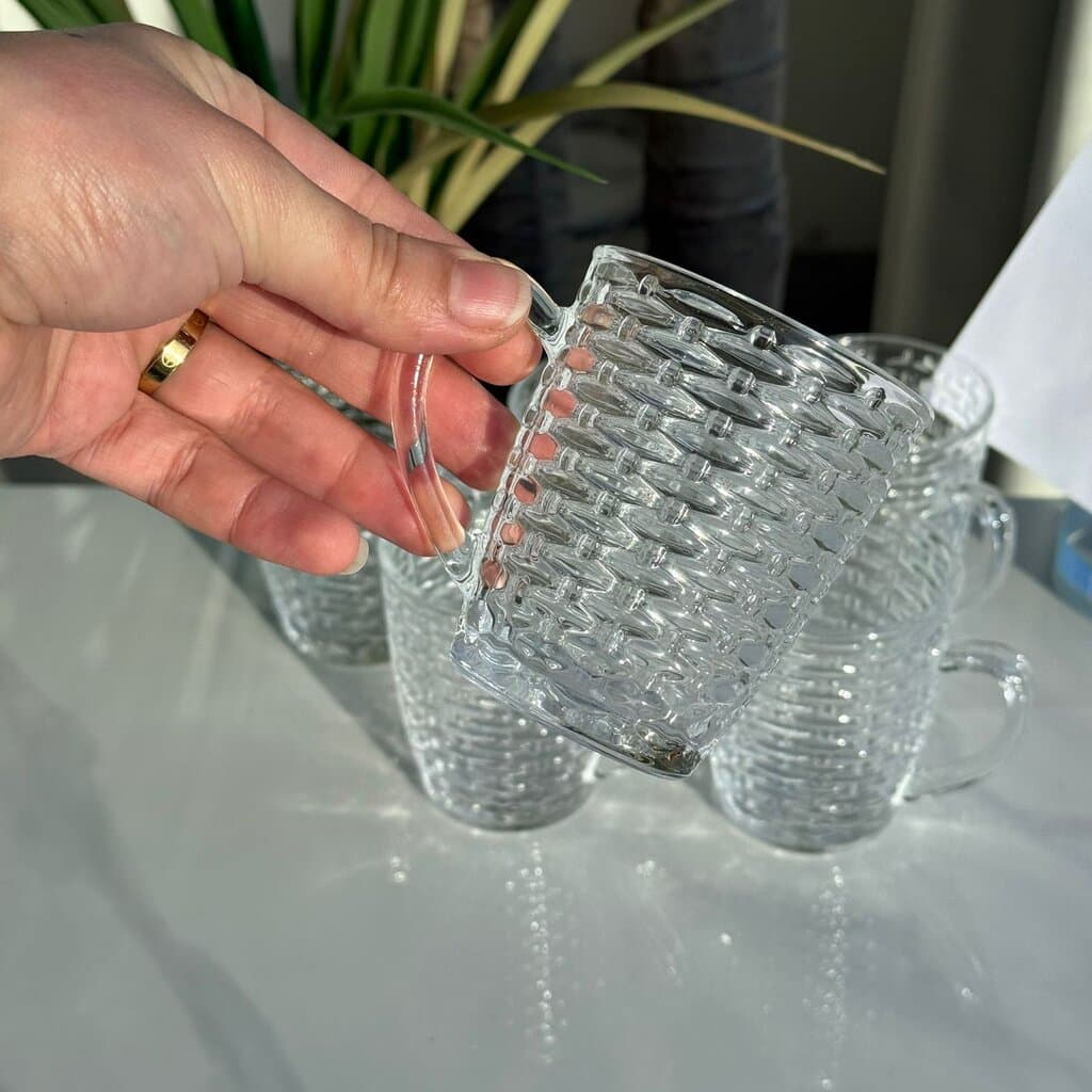 Set Of 6 - Luxury Clear Glass Tea Cups 2