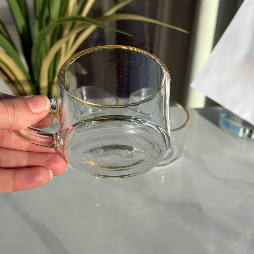 Luxury Clear Tea Cups with Golden Rim - Set Of 3 6