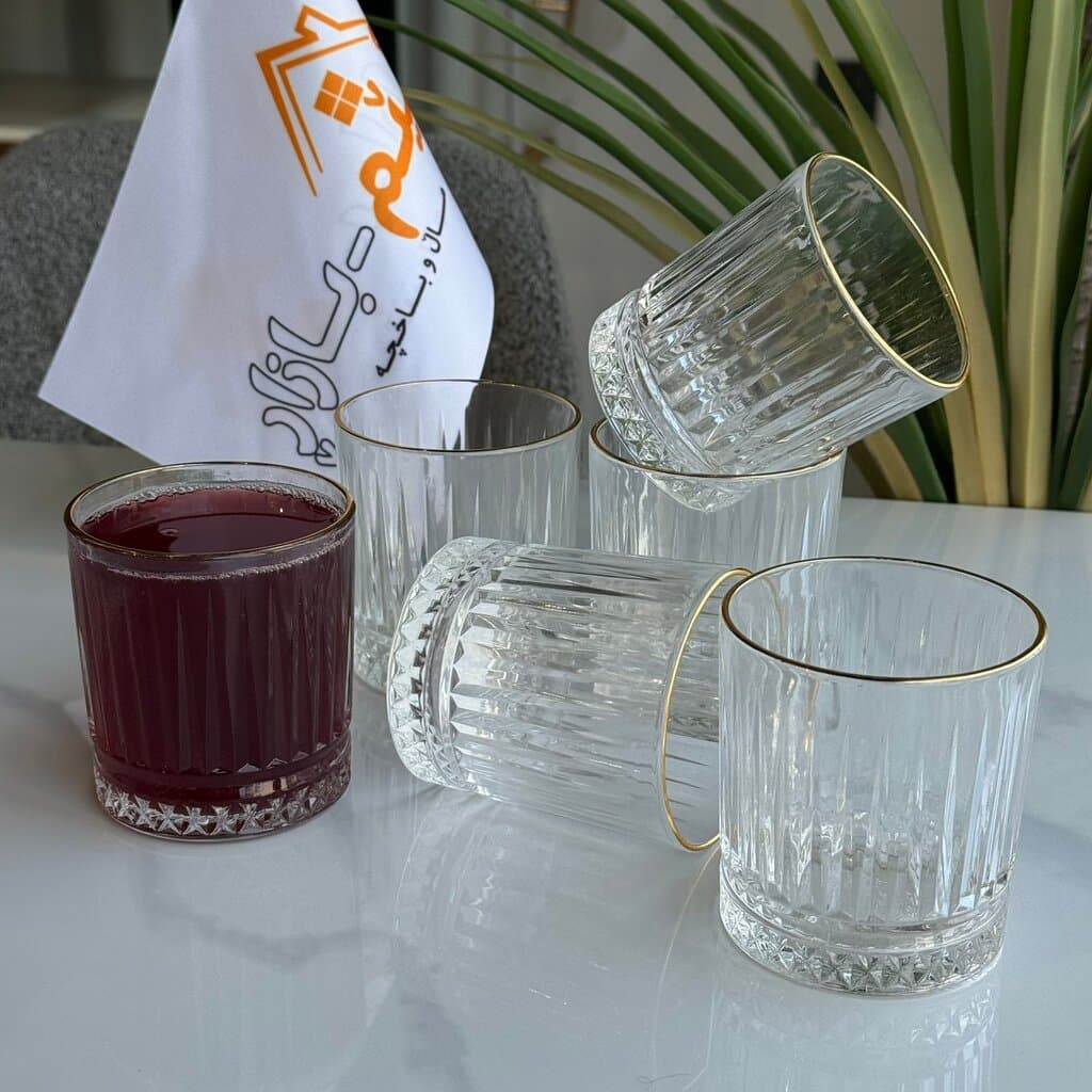 Elegant Clear Glassware Set with Gold Rim 1