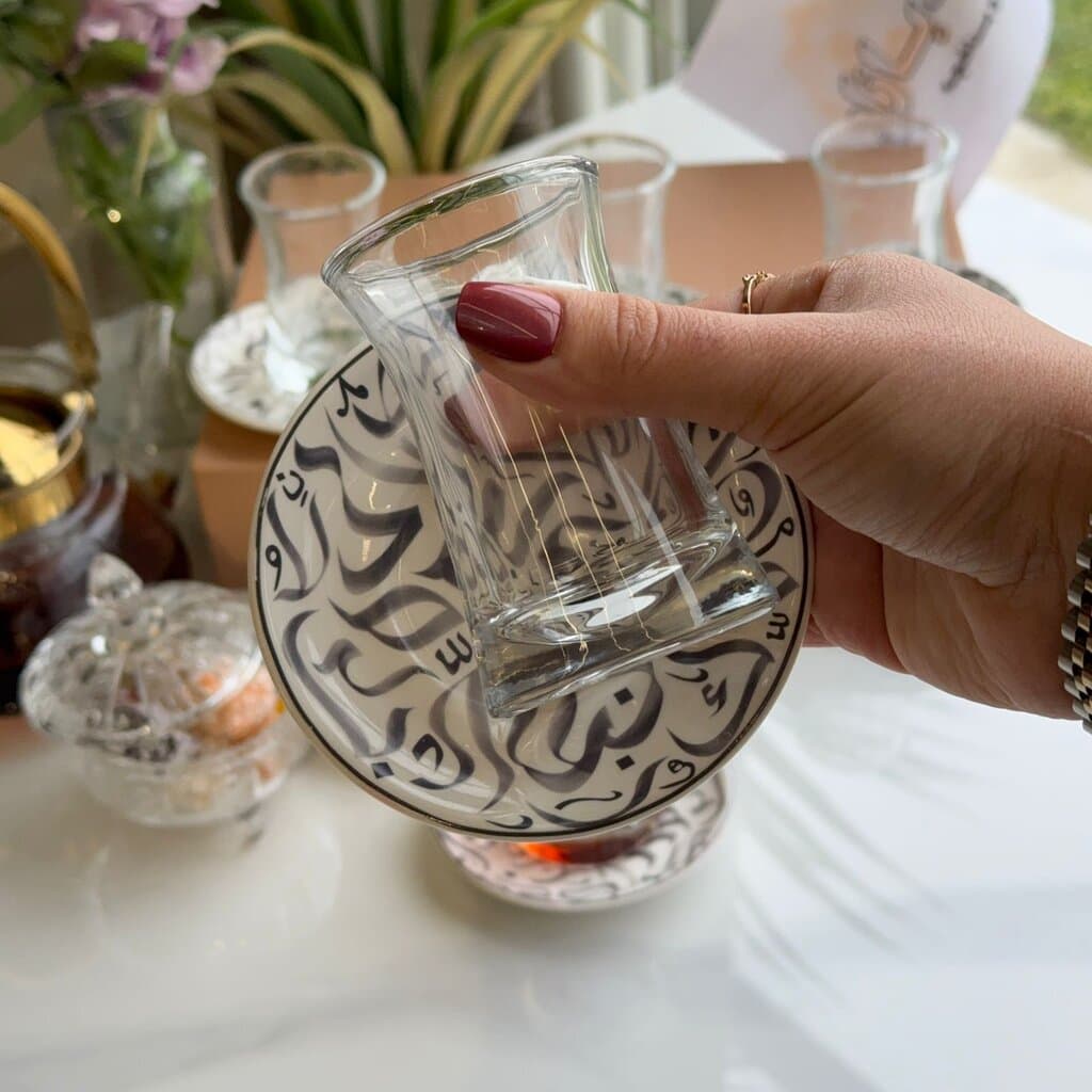 Elegant Double-Wall Tea Glass & Decorative Saucer Set 2