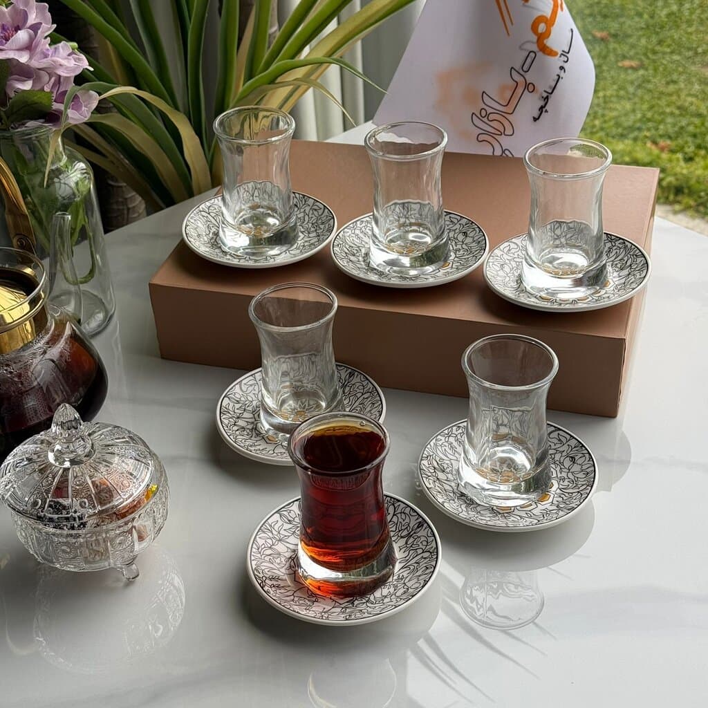 Double-Wall Tea Glass & Decorative Saucer Set 1
