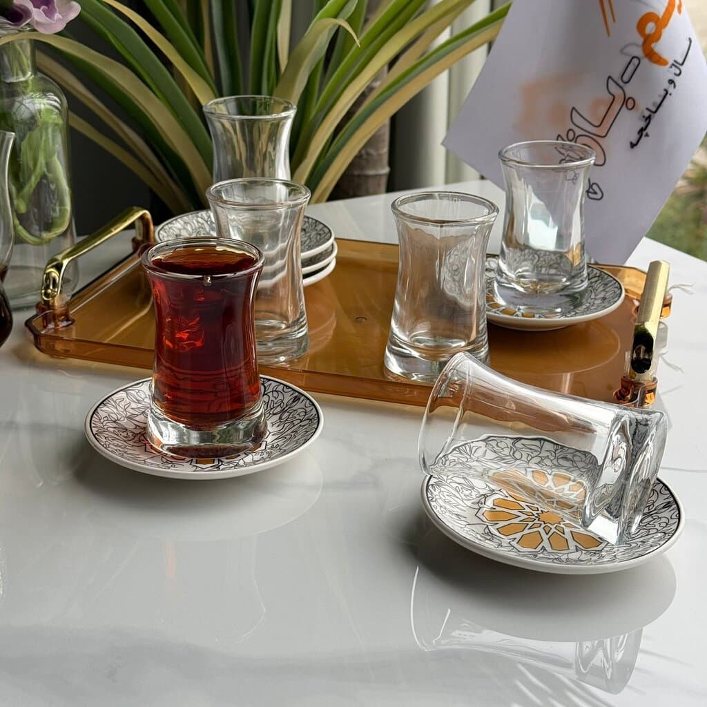 Double-Wall Tea Glass & Decorative Saucer Set 3