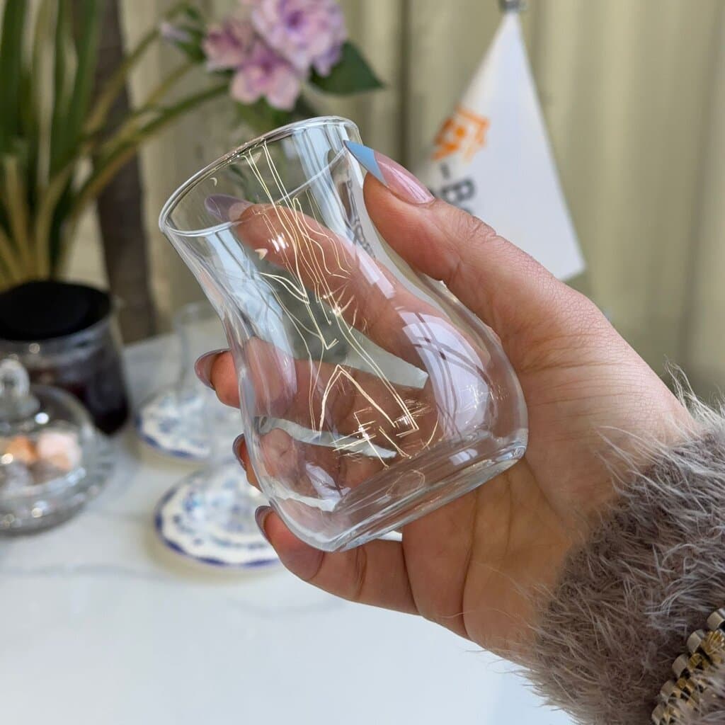 Blue Floral Saucer Tea Glass Set 4
