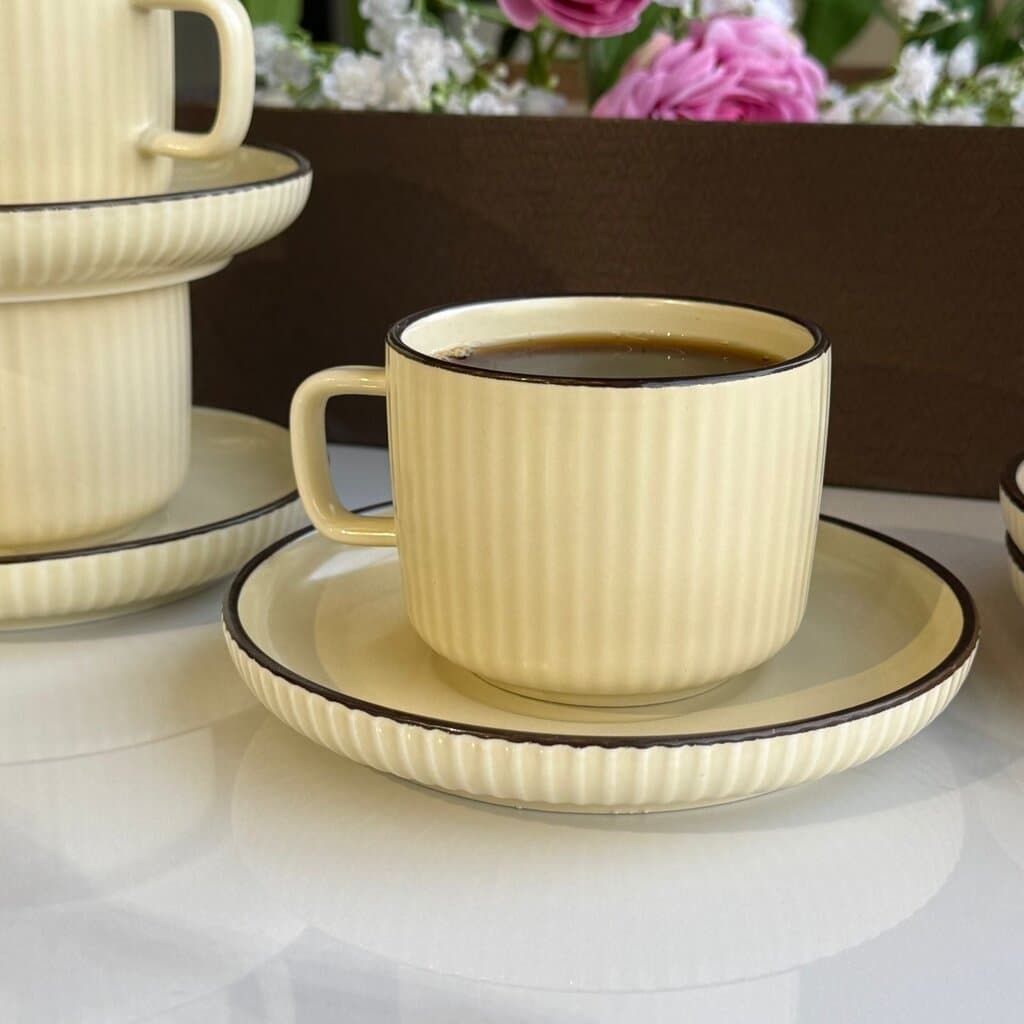 Modern Ceramic Coffee Cups & Saucer – Set of 6 5