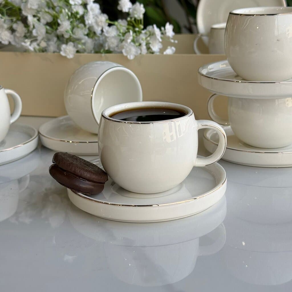 Elegant Minimalist Coffee Cup & Saucer Set 4