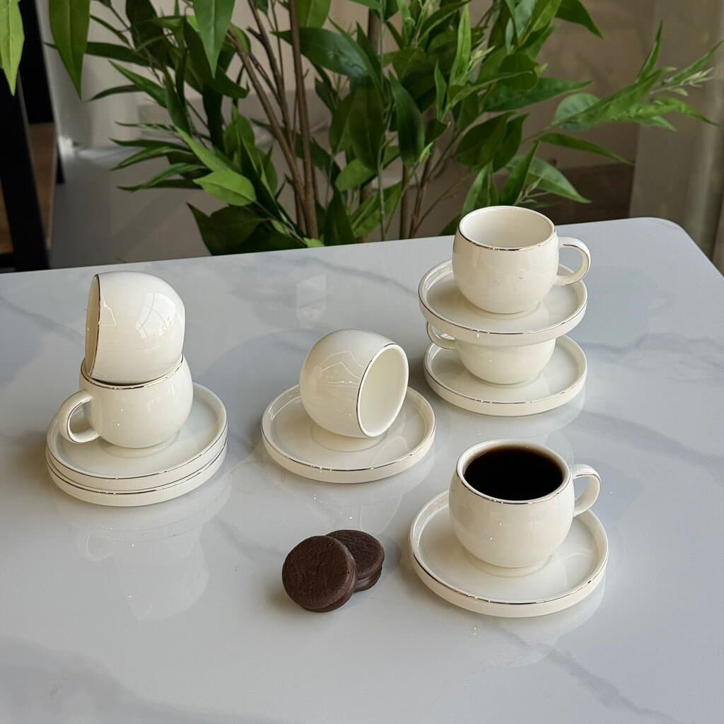 Elegant Minimalist Coffee Cup & Saucer Set 7