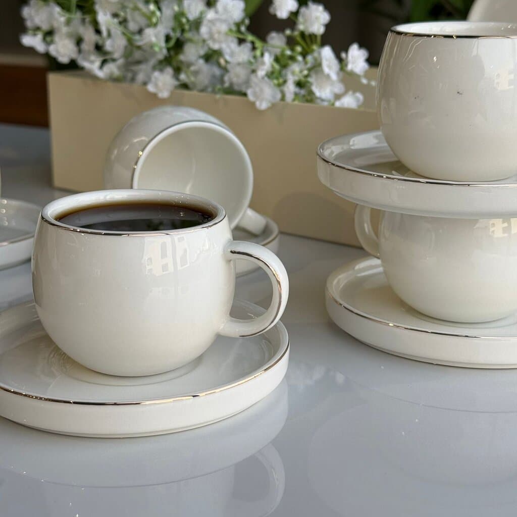 Elegant Minimalist Coffee Cup & Saucer Set 8