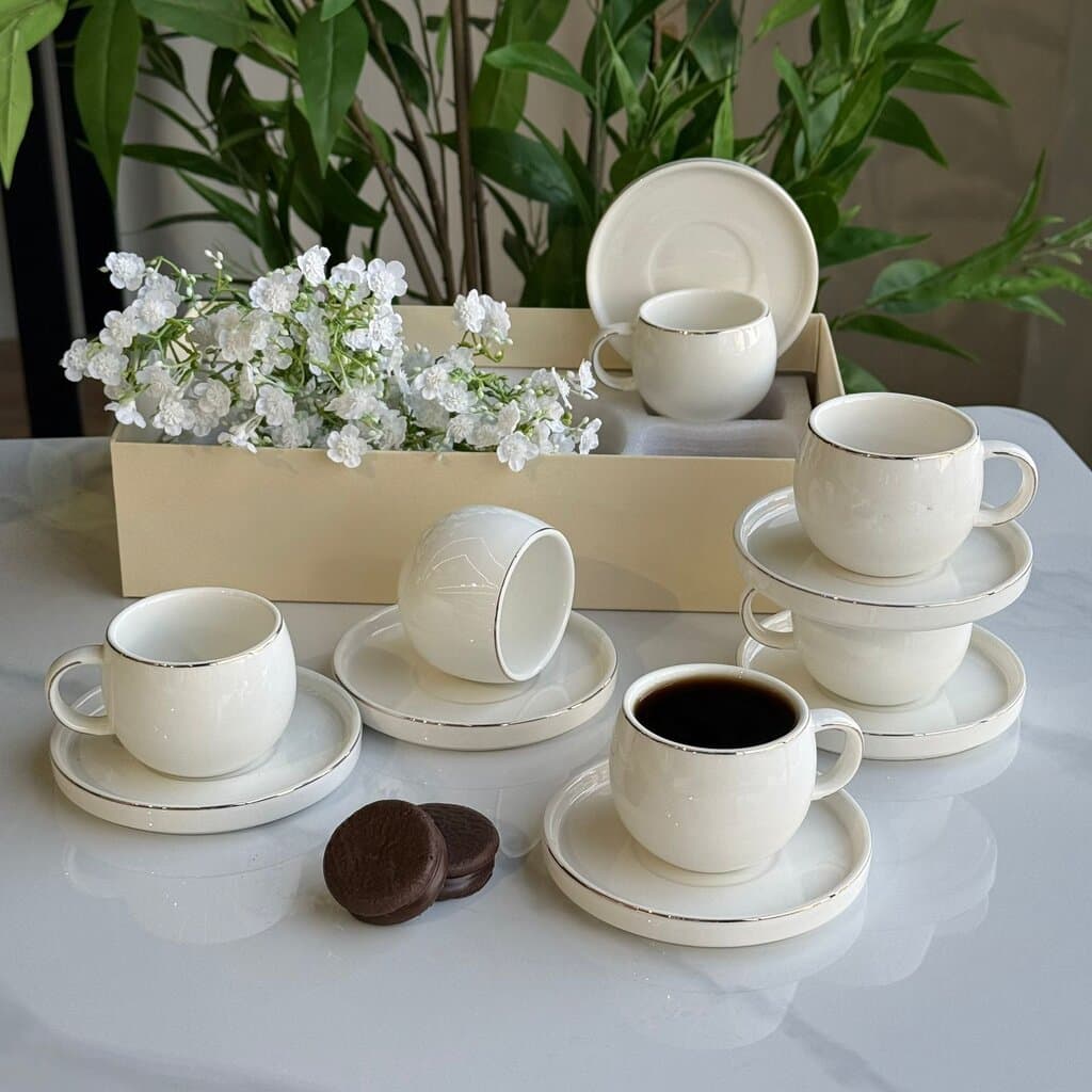 Elegant Minimalist Coffee Cup & Saucer Set 1