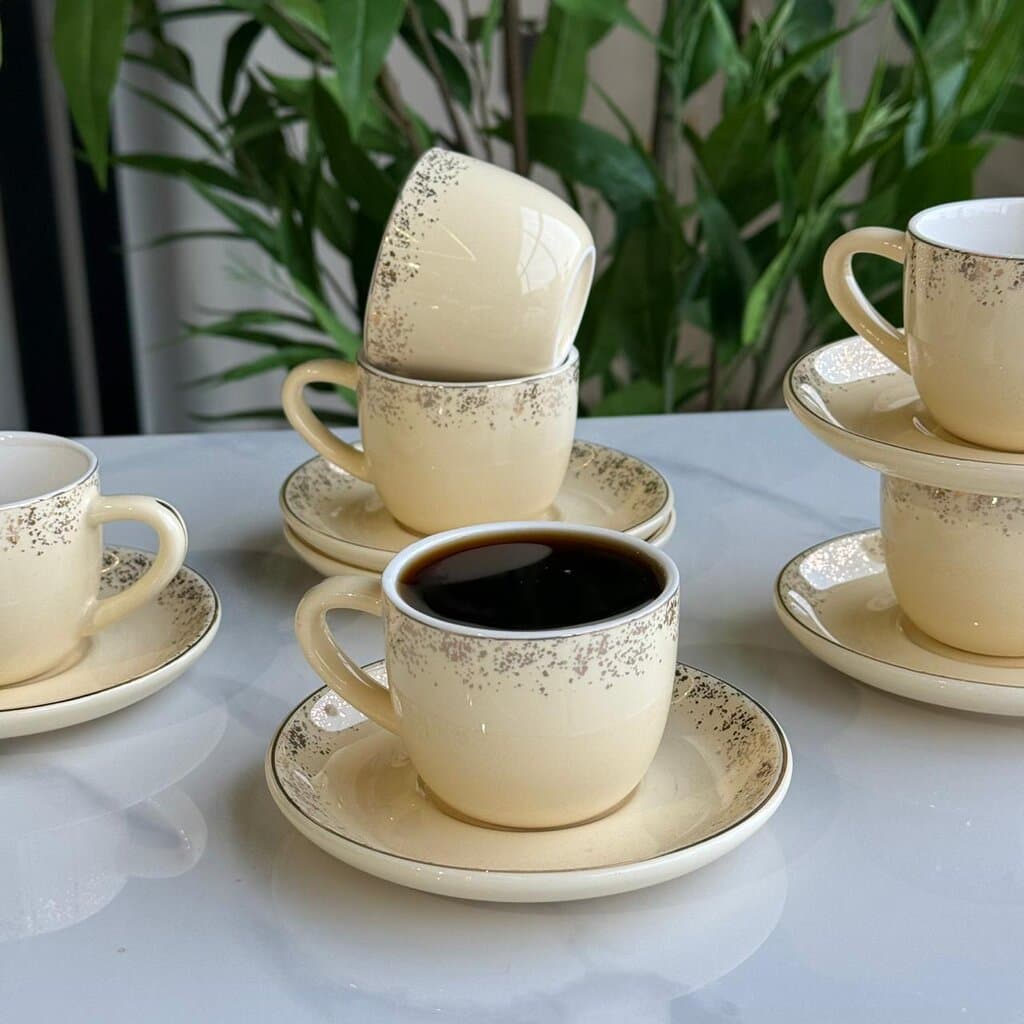 Elegant Stoneware Coffee Cup & Saucer Set 1