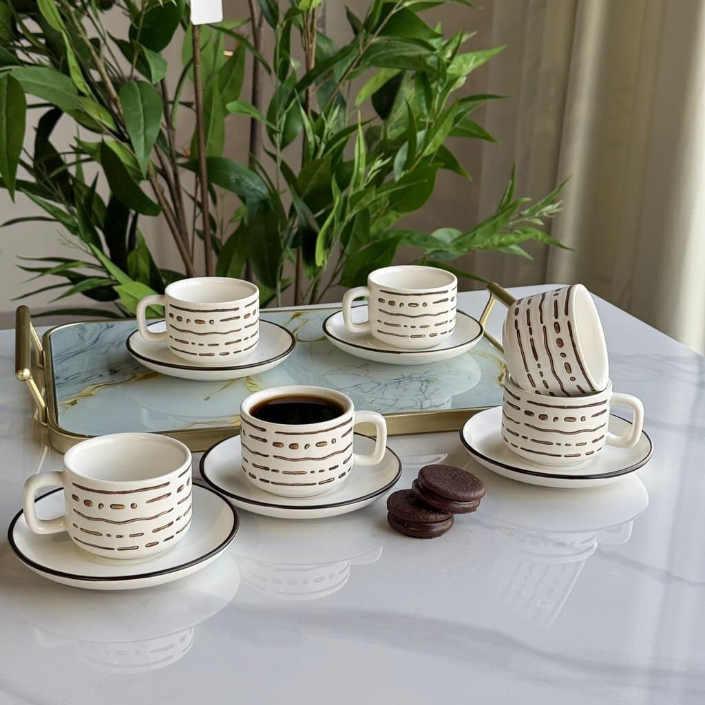 Modern Coffee Cup & Saucer Set 4