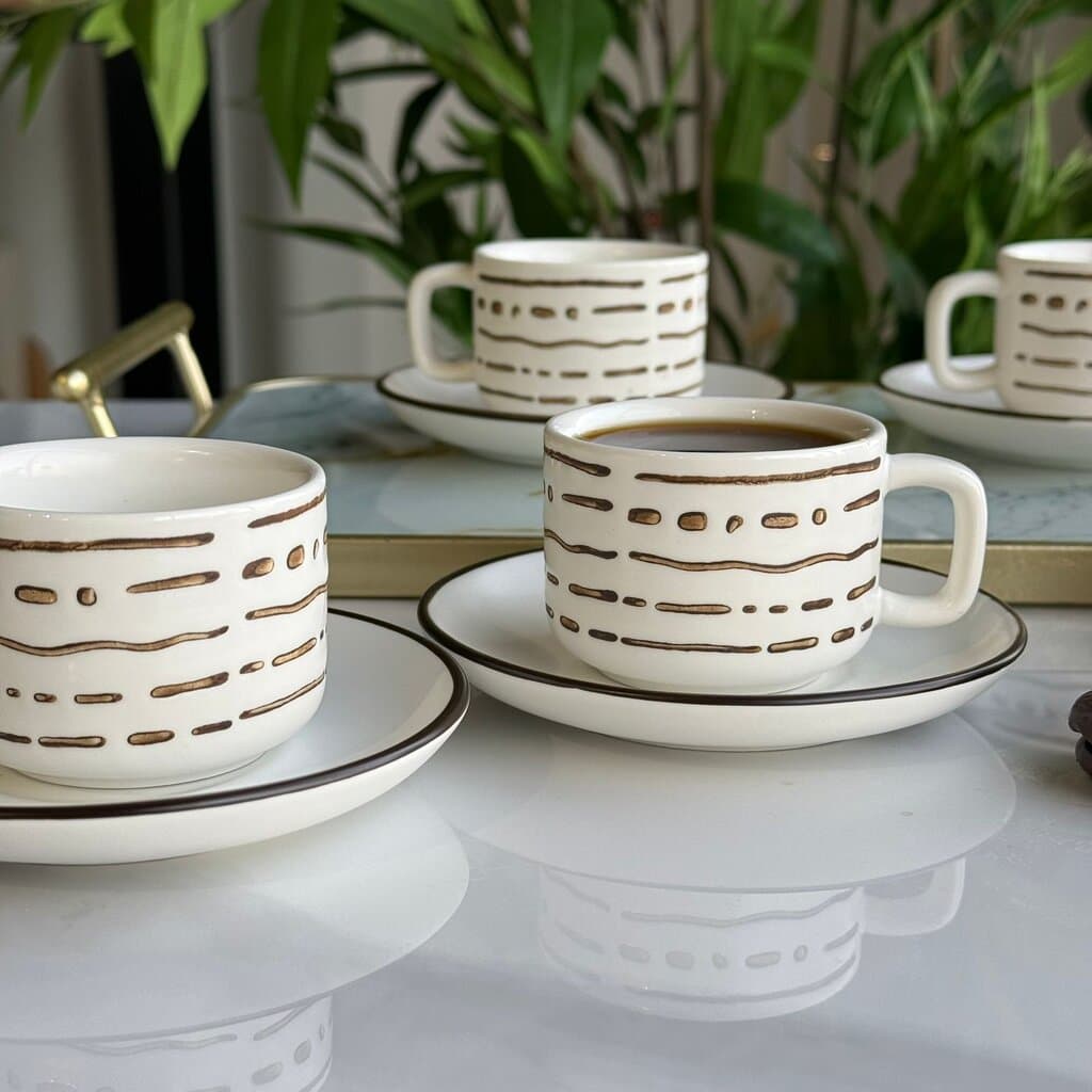 Modern Coffee Cup & Saucer Set 5