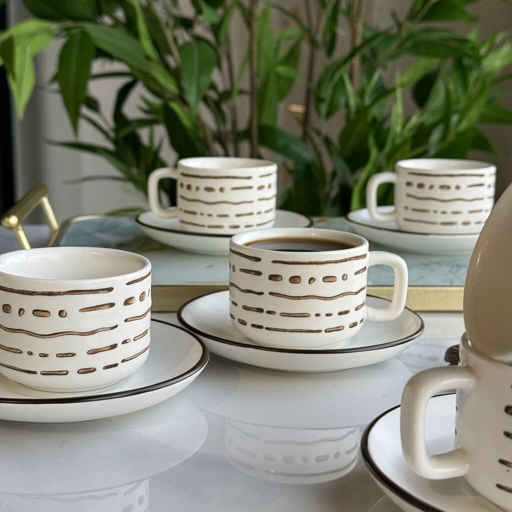 Modern Coffee Cup & Saucer Set 6