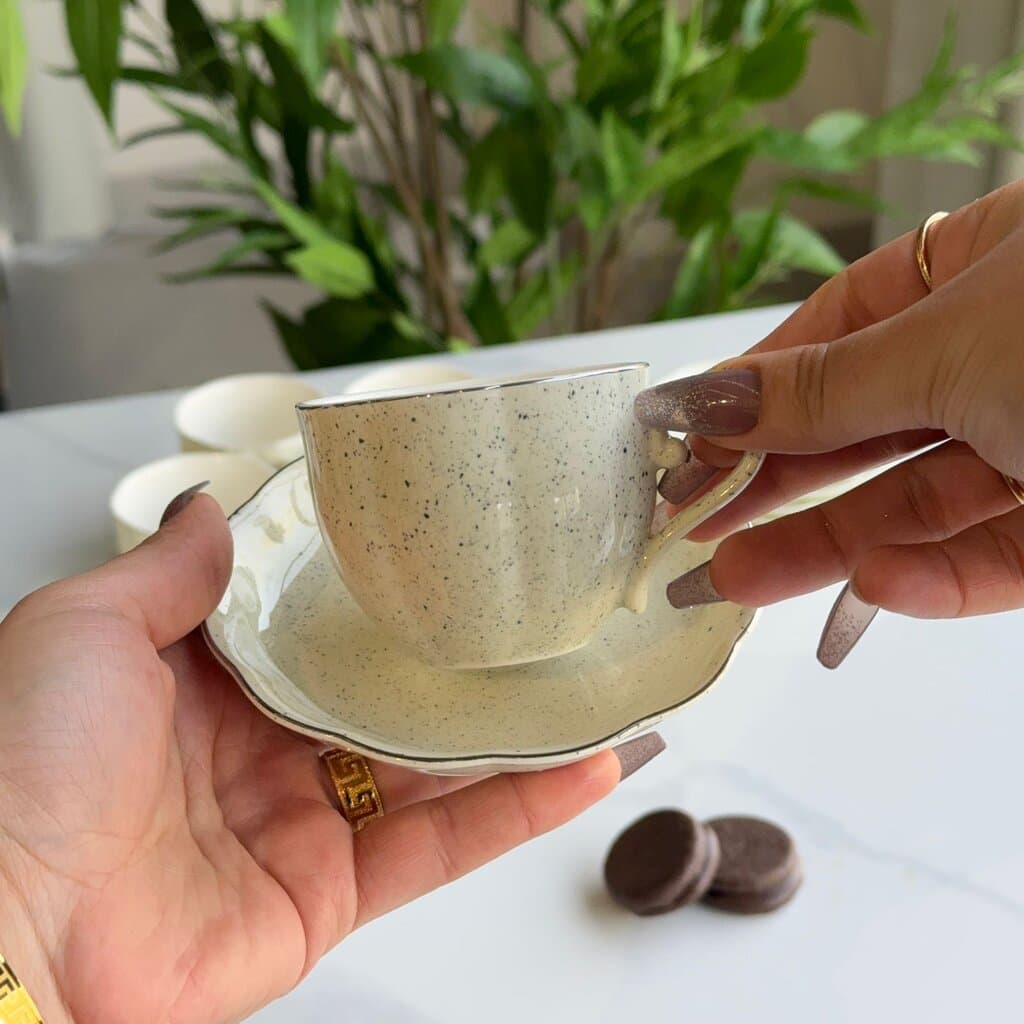 Classic Stoneware Coffee Cup & Saucer Set 8