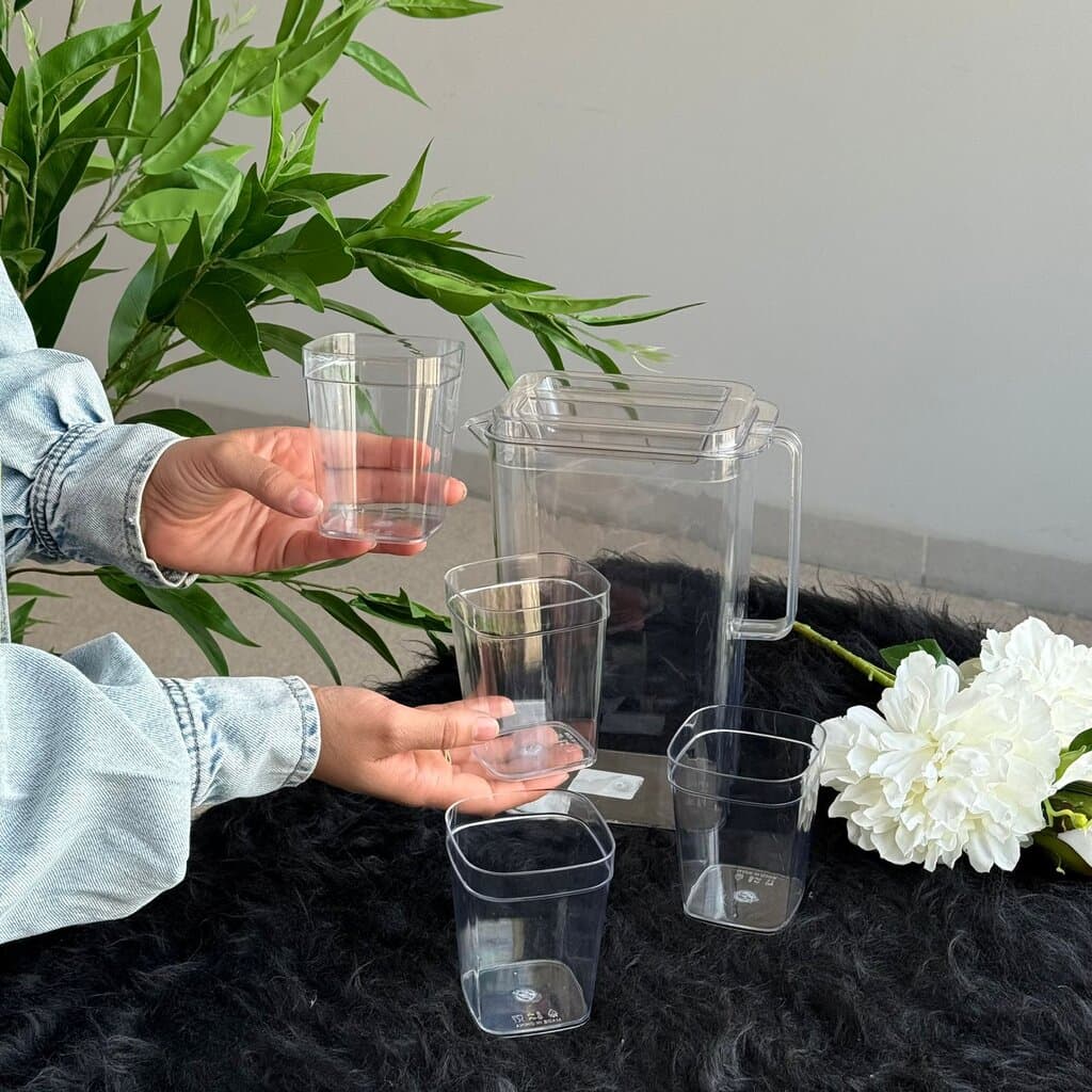 Durable Clear Water Pitcher Set With Cups 2