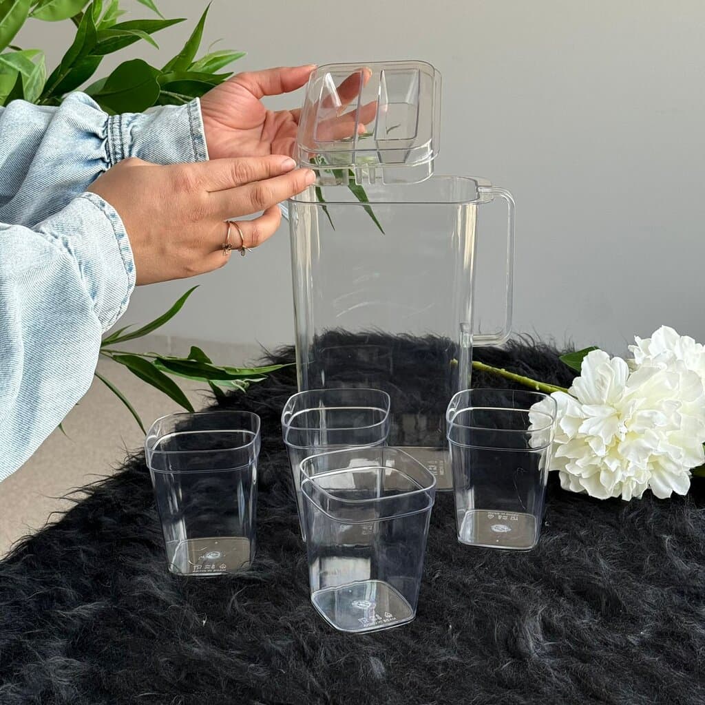Durable Clear Water Pitcher Set With Cups 3